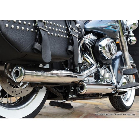 Silencieux-E3-Lisse-embout-donut-Chrome-pour-Softail-FLST-de-2010-à-2017