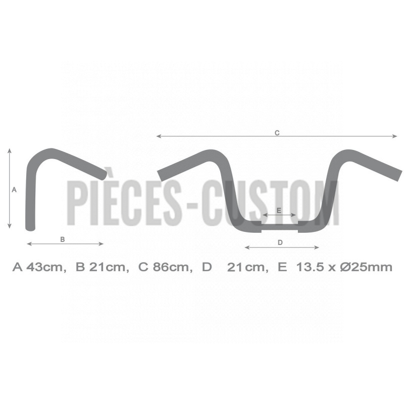 Guidon 32 mm Fat ApeHanger 17" Noir