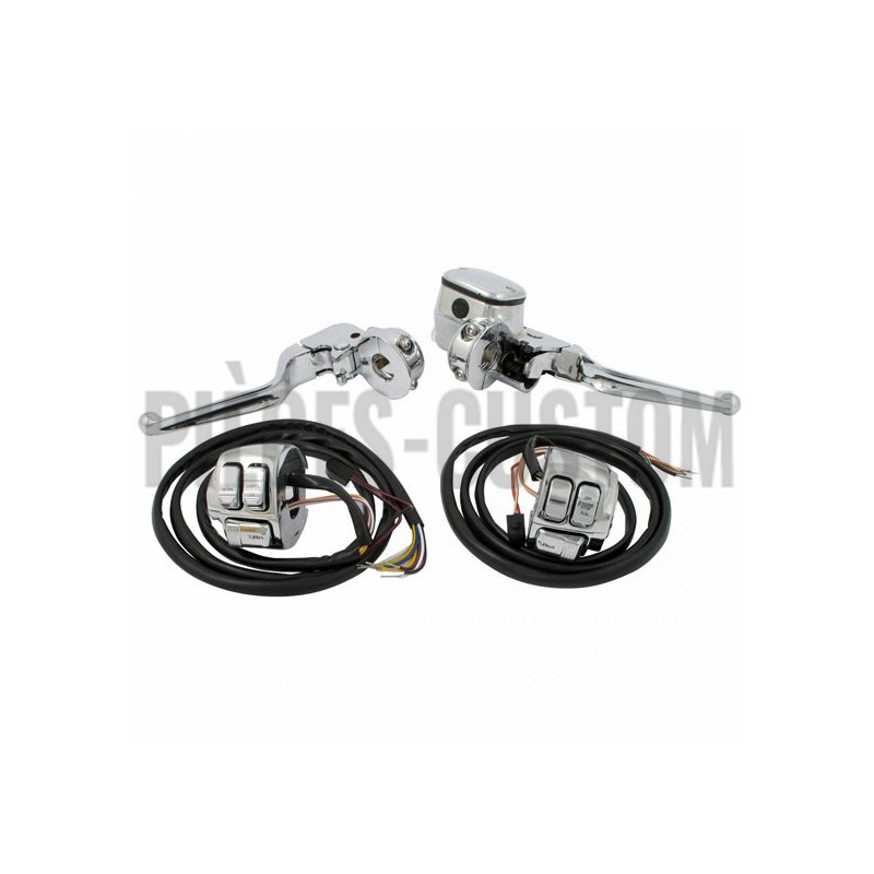 Kit chromé avec boutons maître cylindre 9/16 pour modèles simple disque
