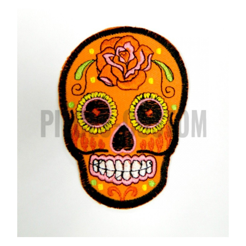 Patch Tête de mort mexicaine Orange
