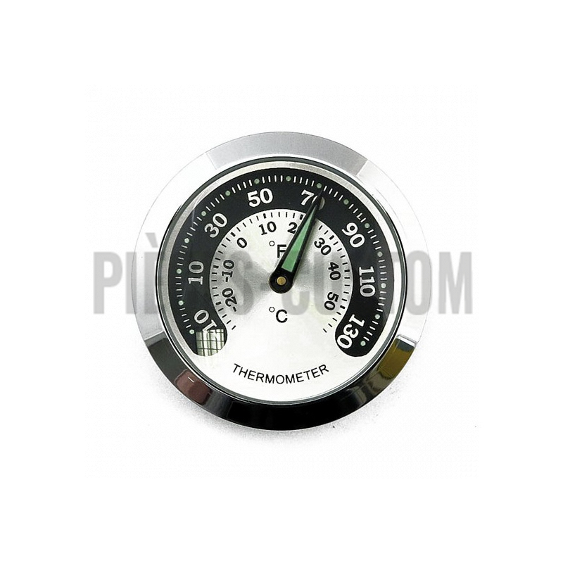 Thermomètre chromé fond blanc pour guidon 1" et 1 1/4"
