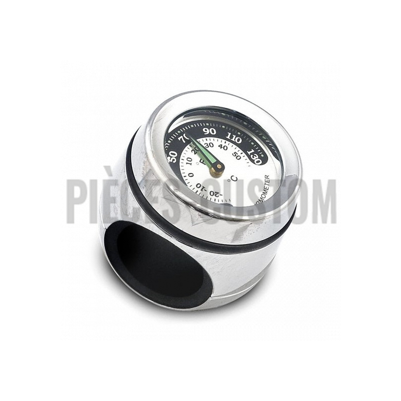 Thermomètre chromé fond blanc pour guidon 1" et 1 1/4"