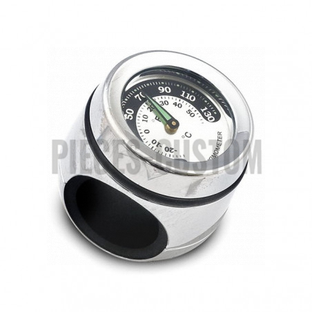 Thermomètre chromé fond blanc pour guidon 1" et 1 1/4"