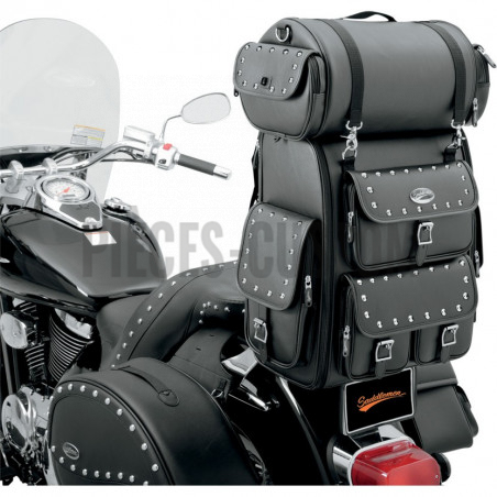 Sac de sissy Bar EX2200S Deluxe clouté Saddlemen avec roll bag clouté
