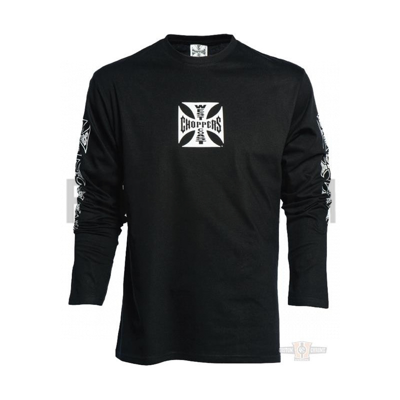 T-shirt manches longues West Coast Choppers Noir Original Cross