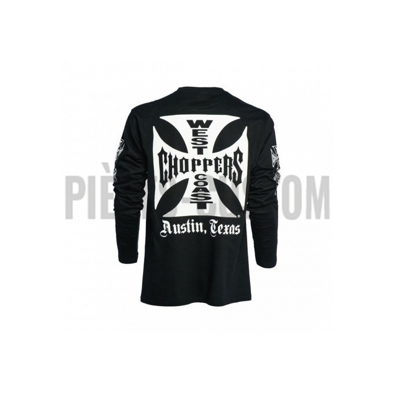 T-shirt manches longues West Coast Choppers Noir Original Cross