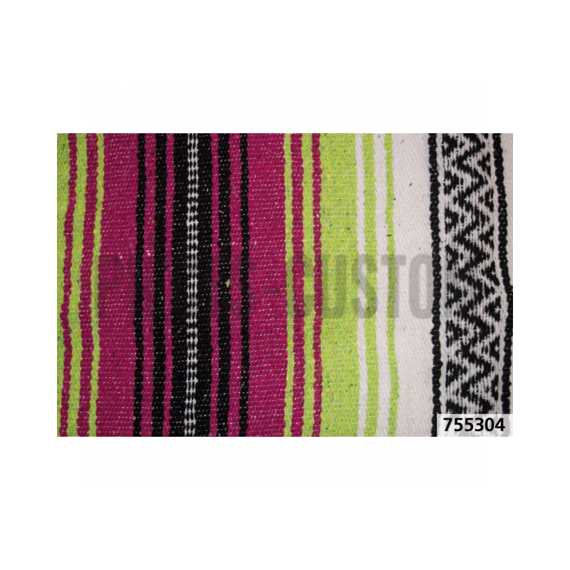 Couverture mexicaine Veracruz rose vert pomme et blanc