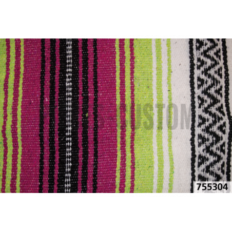 Couverture mexicaine Veracruz rose vert pomme et blanc