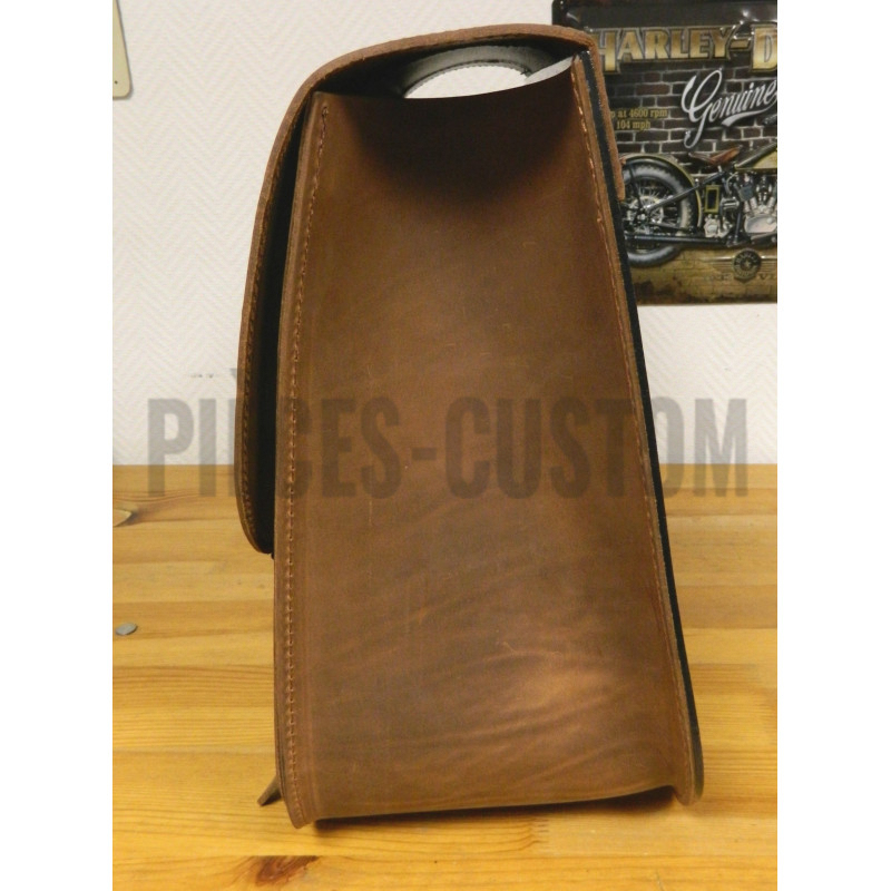 Sacoche en cuir latérale Texas marron avec boucle laiton
