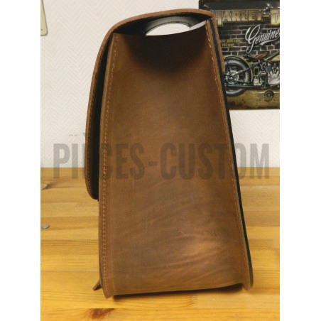 Sacoche en cuir latérale Texas marron avec boucle laiton