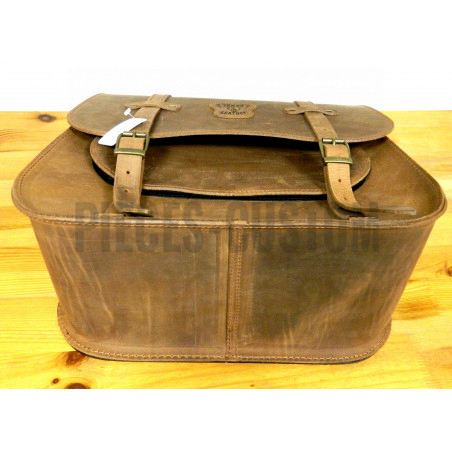 Sacoche en cuir latérale Texas marron avec boucle laiton