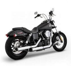 Silencieux-Rinehart-3"-Chrome-embouts-noirs-pour-Softail-de-2007-à-2017