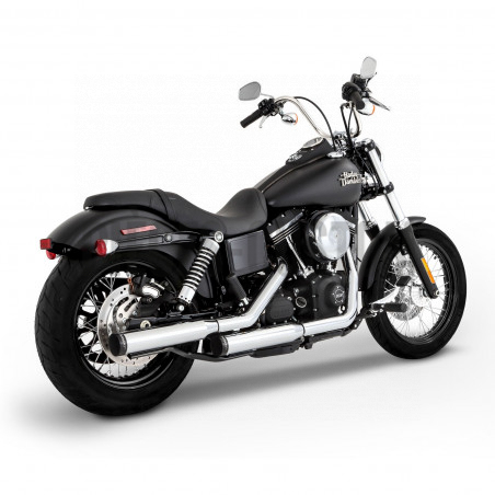 Silencieux-Rinehart-3"-Chrome-embouts-noirs-pour-Softail-de-2007-à-2017