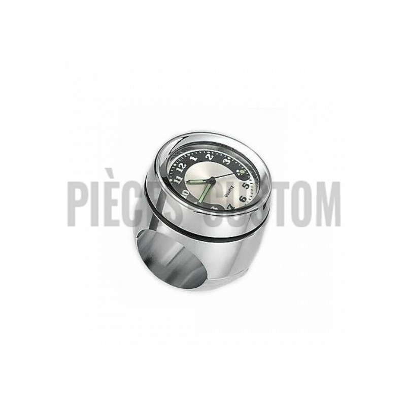 Montre chromée pour guidon de 32mm