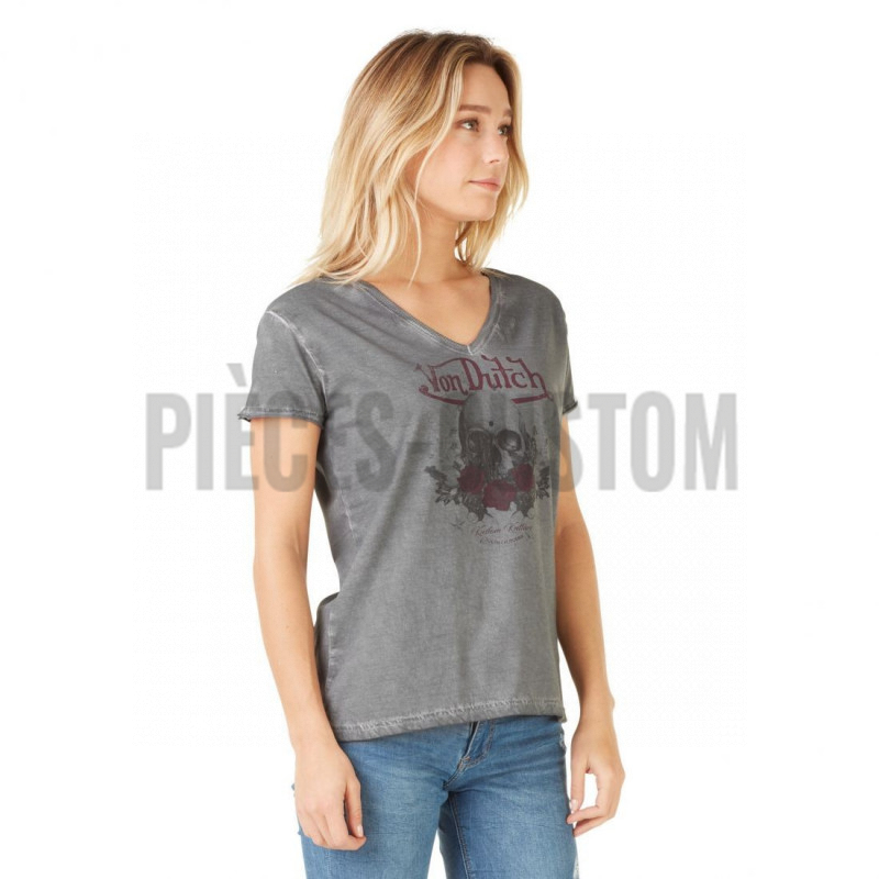 T-shirt femme Von Dutch HELL gris
