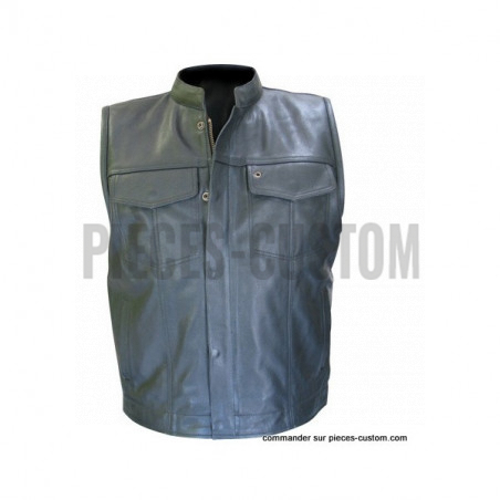 Gilet en cuir Hell Red avec fermeture éclair Taille 5XL