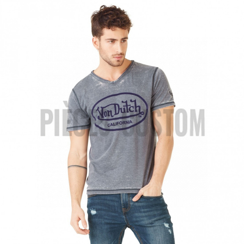 T-shirt Von Dutch Col V AERON Bleu marine
