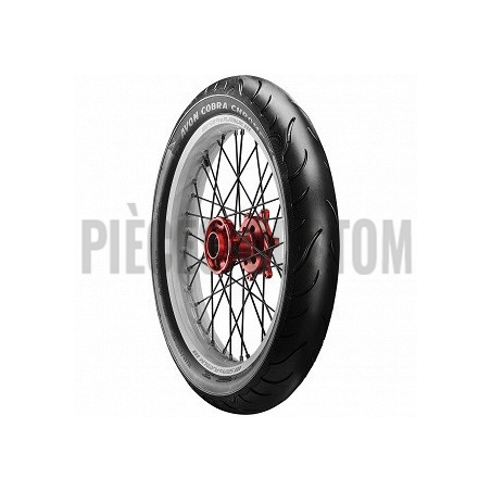 Pneu avant Avon Cobra chrome MT 90 B 16 74H à flanc blanc