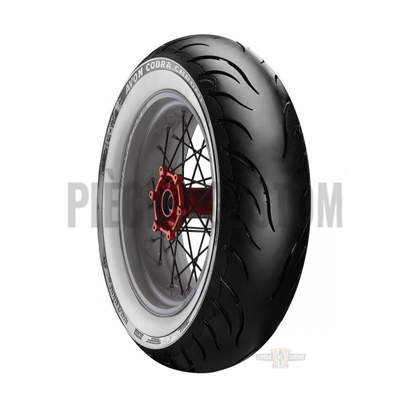 Pneu arrière Avon Cobra chrome MT 90 B 16 74H à flanc blanc