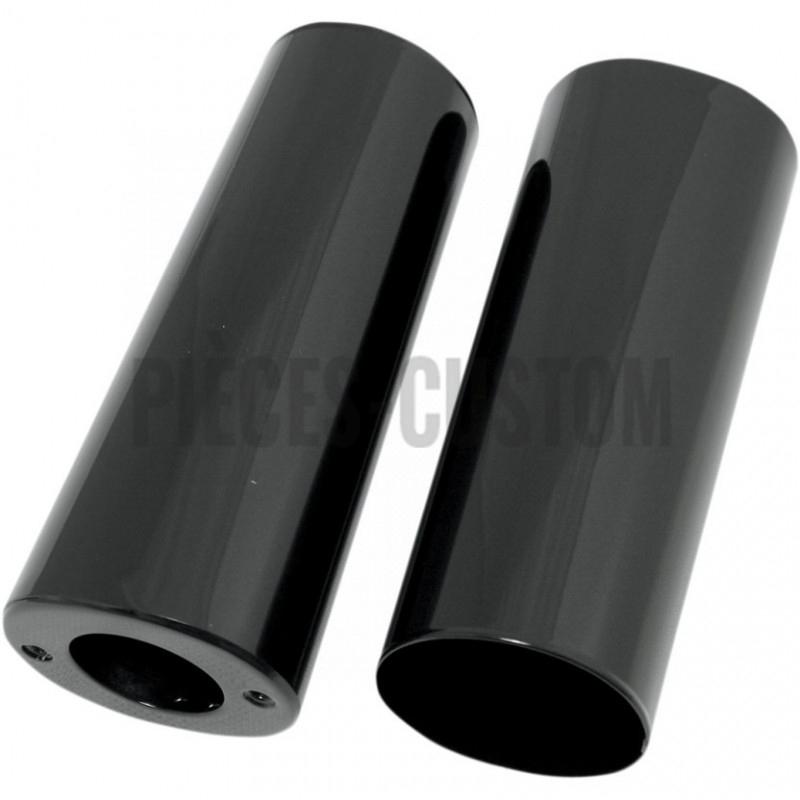 Caches-tubes-de-fourche-noir-brillant-plus-2"-pour-Touring-et-Softail-FLST-de-1999-à-2017