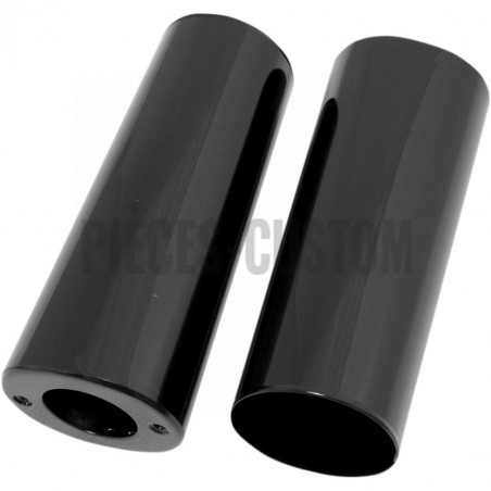 Caches-tubes-de-fourche-noir-brillant-plus-2"-pour-Touring-et-Softail-FLST-de-1999-à-2017
