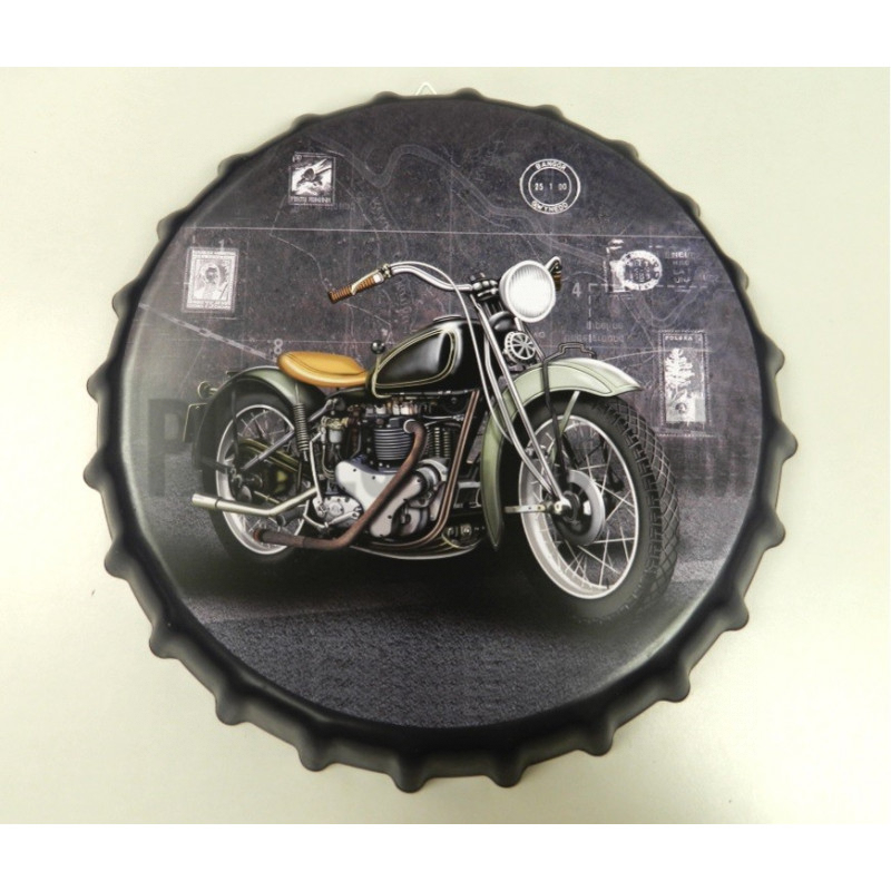 Plaque émaillée forme Capsule Moto
