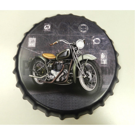 Plaque émaillée forme Capsule Moto