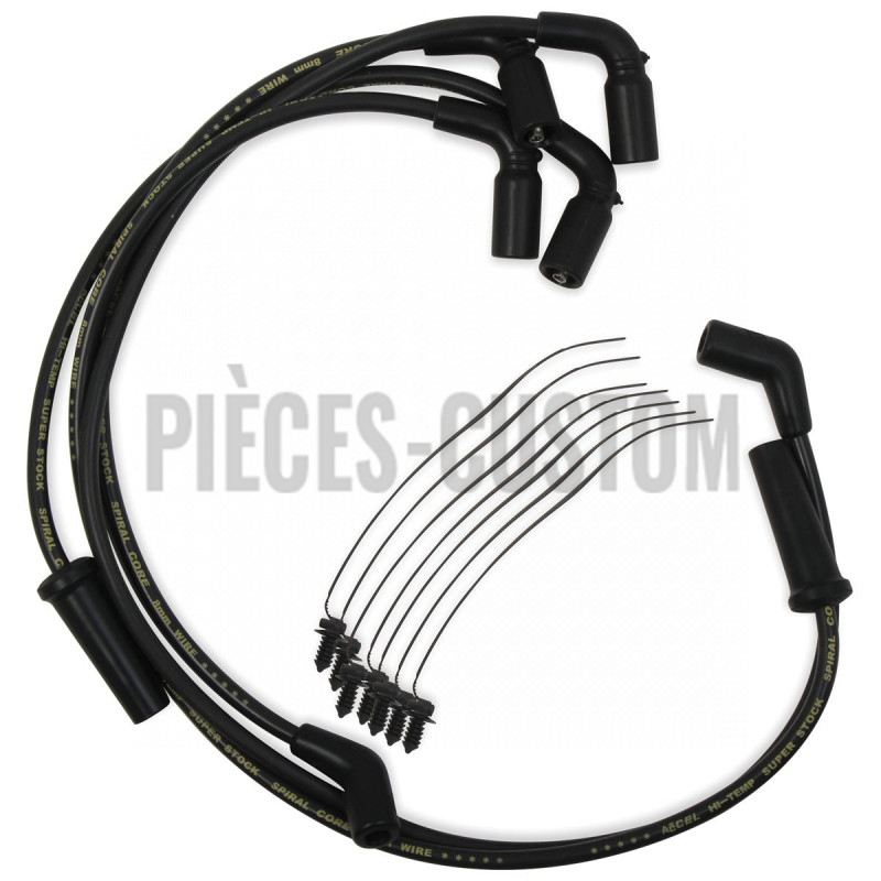 Câbles de bougie Accel 8mm noir pour Touring de 2017 à 2018 et Softail FLSB de 2019