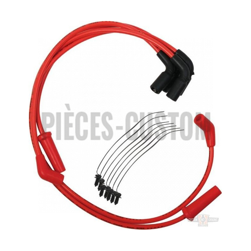 Câbles de bougie Accel 8mm rouge pour Touring de 2017 à 2018 et Softail FLSB de 2019