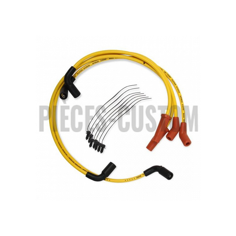 Câbles de bougie Accel 8mm jaune pour Touring de 2017 à 2018 et Softail FLSB de 2019