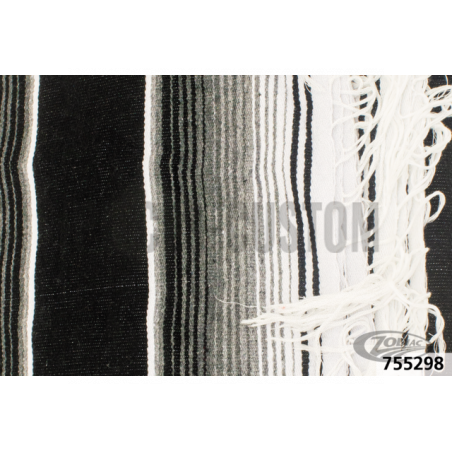 Couverture mexicaine Cozumel noir et blanc poncho