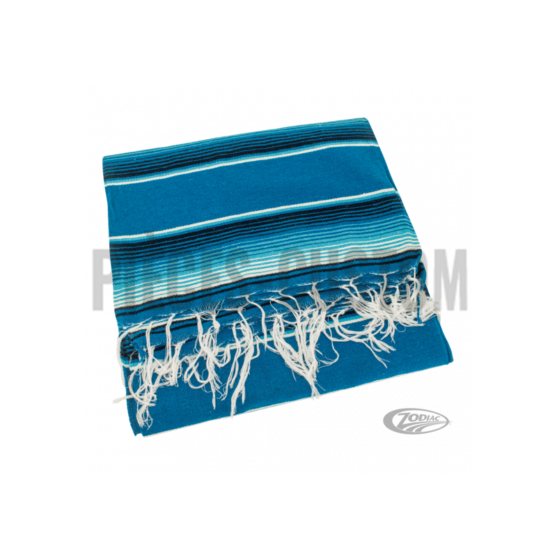 Couverture mexicaine Cozumel bleu poncho avec lanières noires