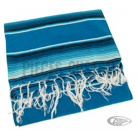 Couverture mexicaine Cozumel bleu poncho avec lanières noires