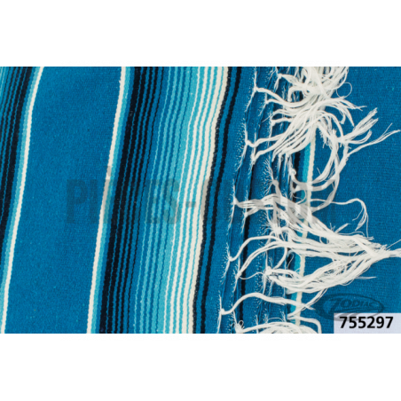 Couverture mexicaine Cozumel bleu poncho avec lanières noires