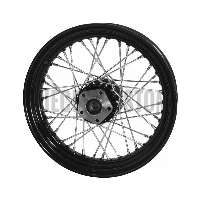 Roue avant 40 rayons moyeu noir rayons chromés 16" x 3" pour FLST de 1984 à 1999