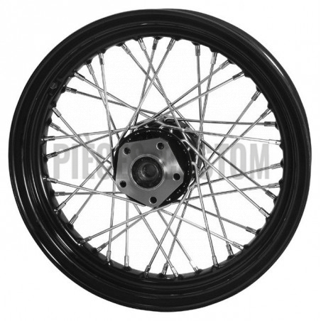 Roue avant 40 rayons moyeu noir rayons chromés 16" x 3" pour FLST de 1984 à 1999