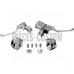 kit de commandes chromé avec maître cylindre 9/16" pour Softail et Dyna de 2011 à 2017