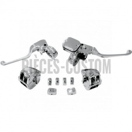 kit de commandes chromé avec maître cylindre 9/16" pour Softail et Dyna de 2011 à 2017