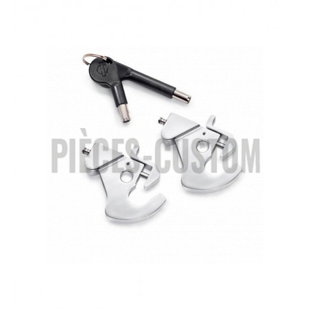 Paire de serrure anti-vol chrome pour Sissy bar plaques porte-paquet et tour pak amovibles