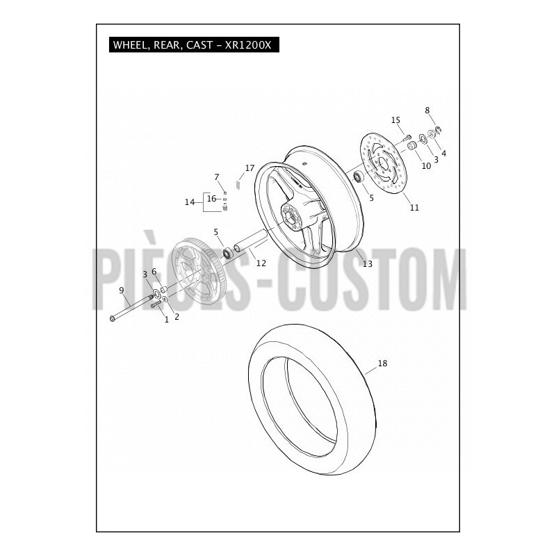 Ecrou d'axe de roue arrière XR1200X OEM 8190