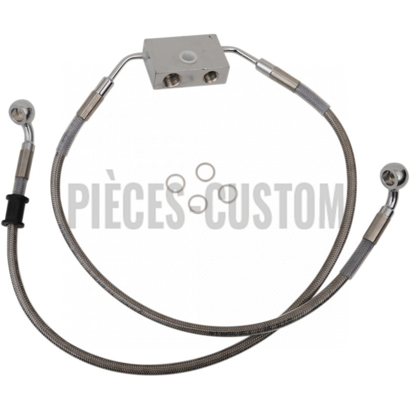 Durite de frein avant tressé inox +51mm pour Sportster 1200C et CP de 2014 à 2020 ABS