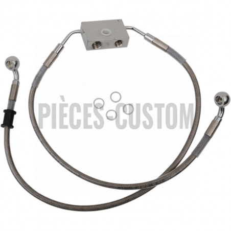 Durite de frein avant tressé inox +102mm pour Sportster 1200C et CP de 2014 à 2020 ABS