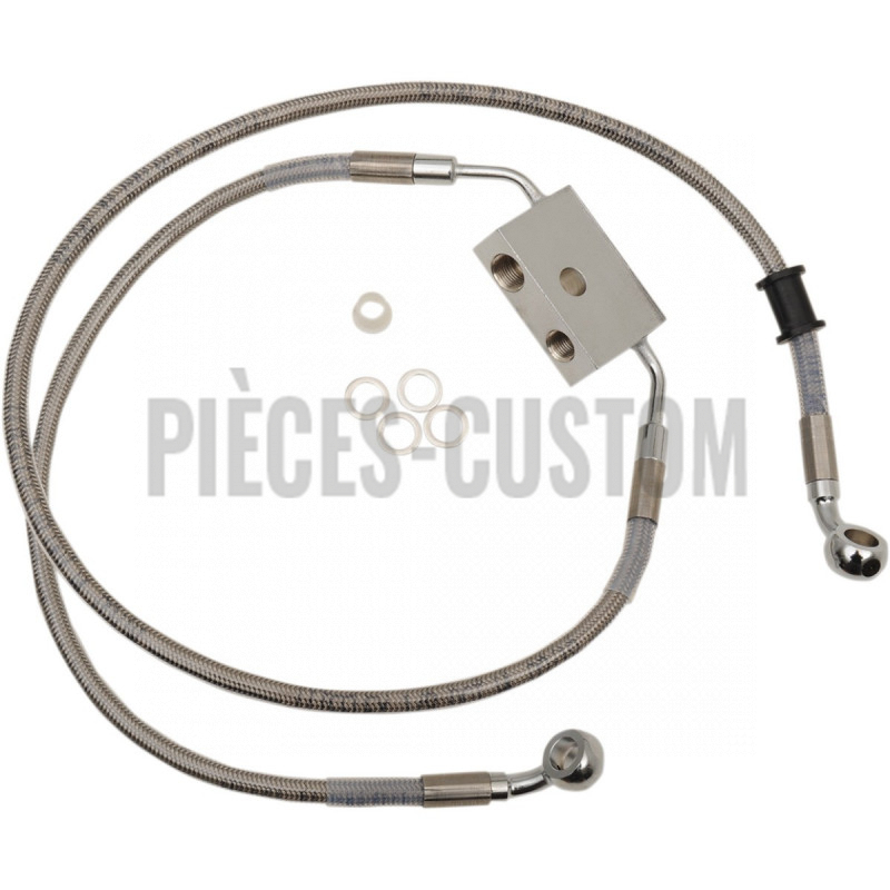 Durite de frein avant tressé inox +305mm pour XL883L et 1200T de 2014 à 2020 avec ABS
