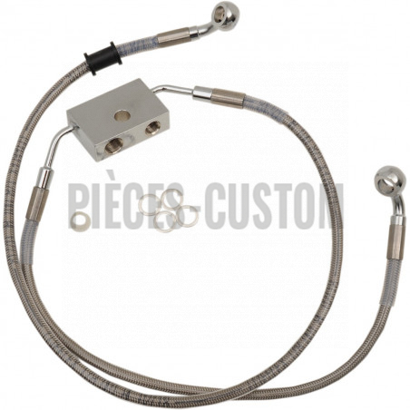 Durite de frein avant tressé inox +254mm pour XL883N de 2014 à 2020 avec ABS