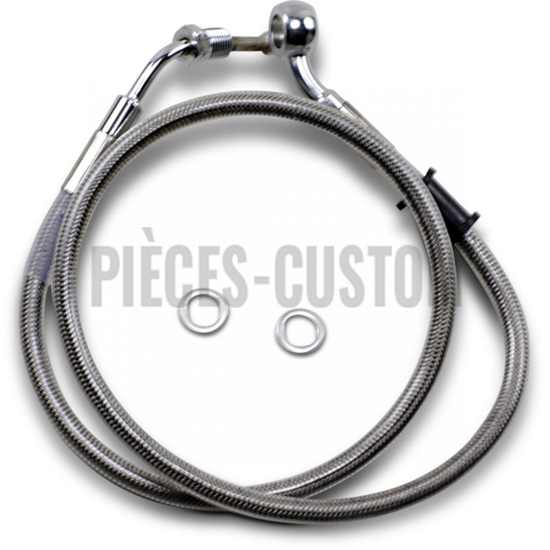 Durite de frein avant tressé inox +203mm pour XL883R de 2014 à 2015 avec ABS