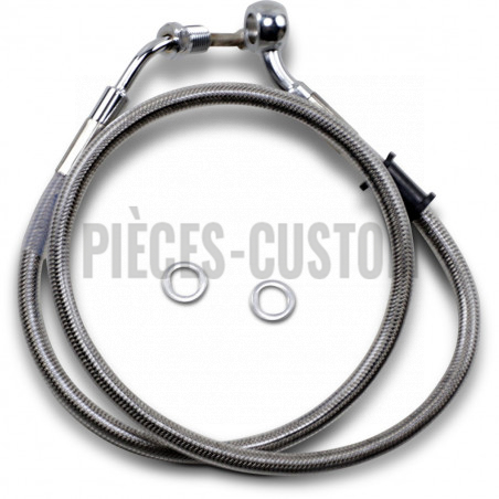 Durite de frein avant tressé inox +203mm pour XL883R de 2014 à 2015 avec ABS