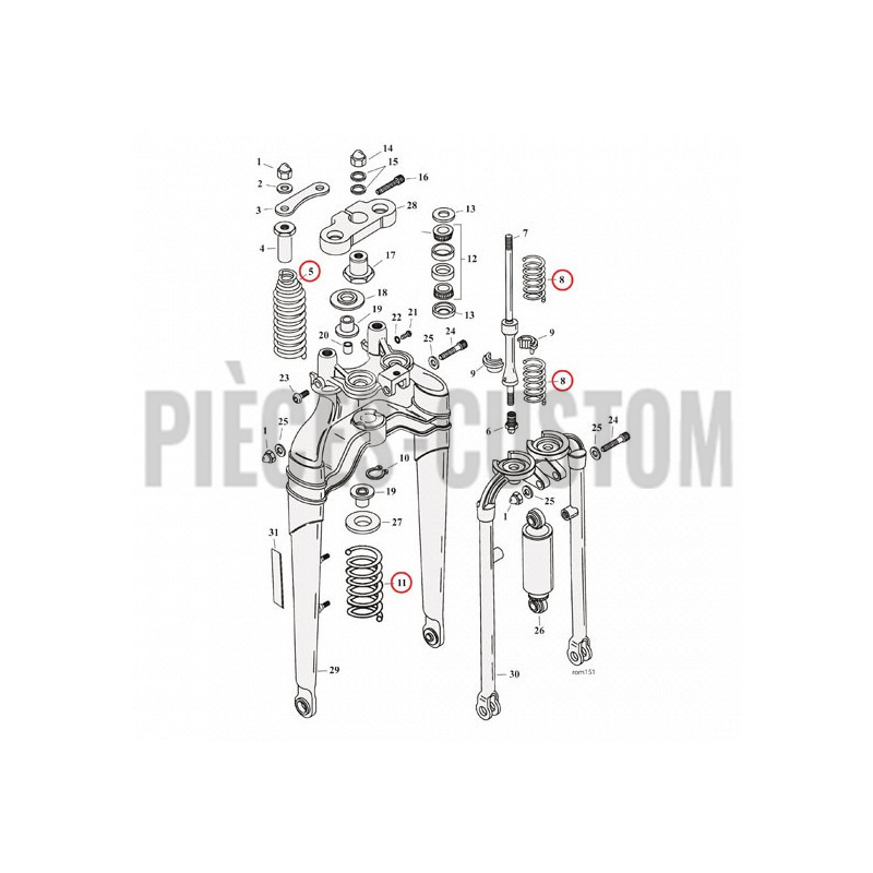 Kit-de-ressorts-noir-pour-fourche-Springer-Softail-de-1988-à-2009