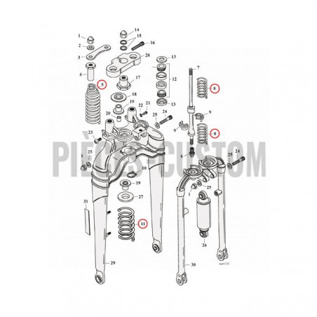 Kit-de-ressorts-noir-pour-fourche-Springer-Softail-de-1988-à-2009