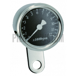 Mini compte tours 48mm entourage chromé fond noir