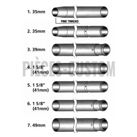Tubes de fourche chrome longueur 870mm pour fourche 39mm